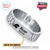 Engraved Tulane Green Wave stainless steel bracelet with personalized name option.