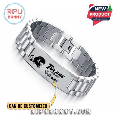 Tulane Green Wave Personalized Silver Bracelet
