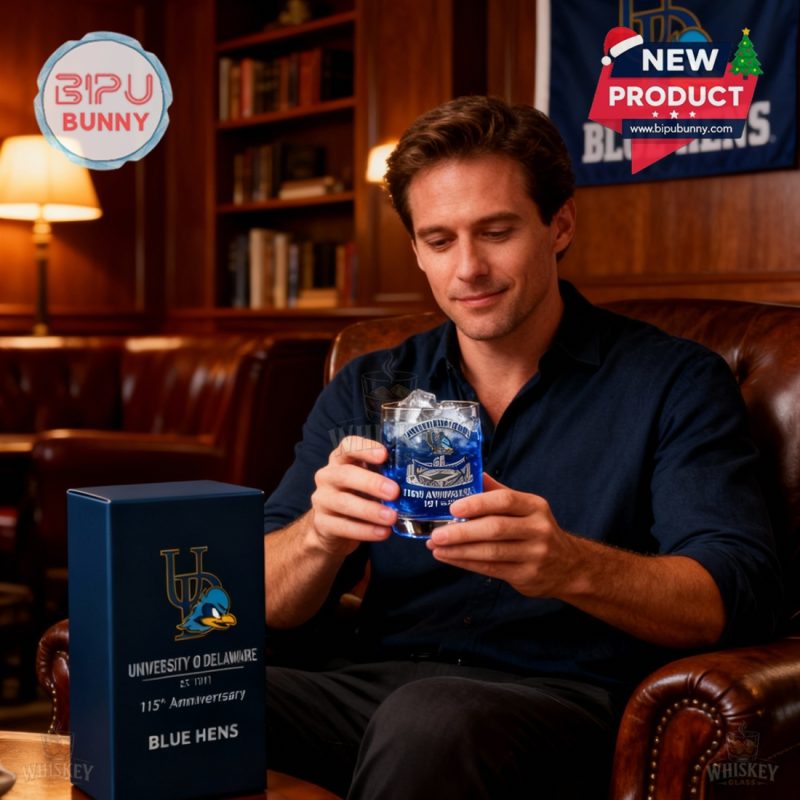 University of Delaware Blue Hens 115th Anniversary Whiskey Glass