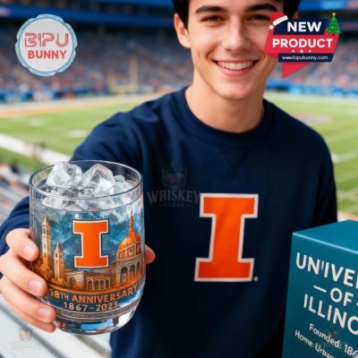 University of Illinois 158th Anniversary Commemorative Whiskey Glass