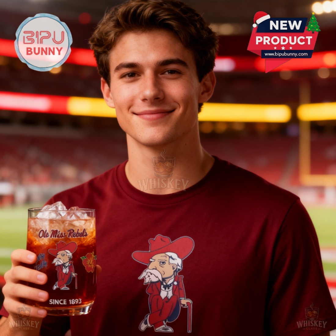 University of Mississippi Rebels 133rd Anniversary Whiskey Glass University of Mississippi Rebels 133rd Anniversary Whiskey Glass