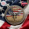 American patriotic commemorative coin with eagle cross stars and freedom theme placed on a flag background!