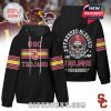 Black hoodie with USC Trojans front print and detailed graphic illustration for bold fans.