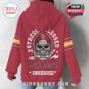 USC-themed hoodie back print showing fierce school spirit with custom skull artwork and slogan.
