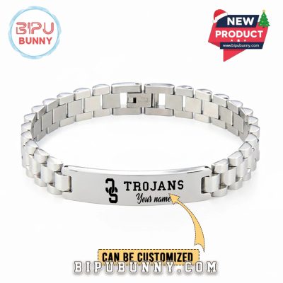 USC Trojans Personalized Silver Bracelet