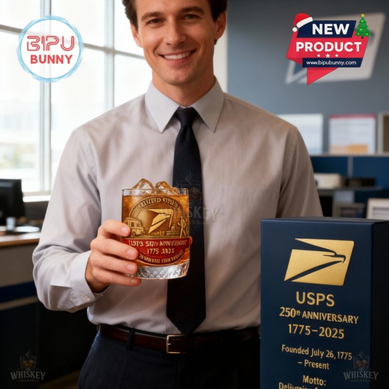 USPS 250 Delivering for America Rocks Whiskey Glass