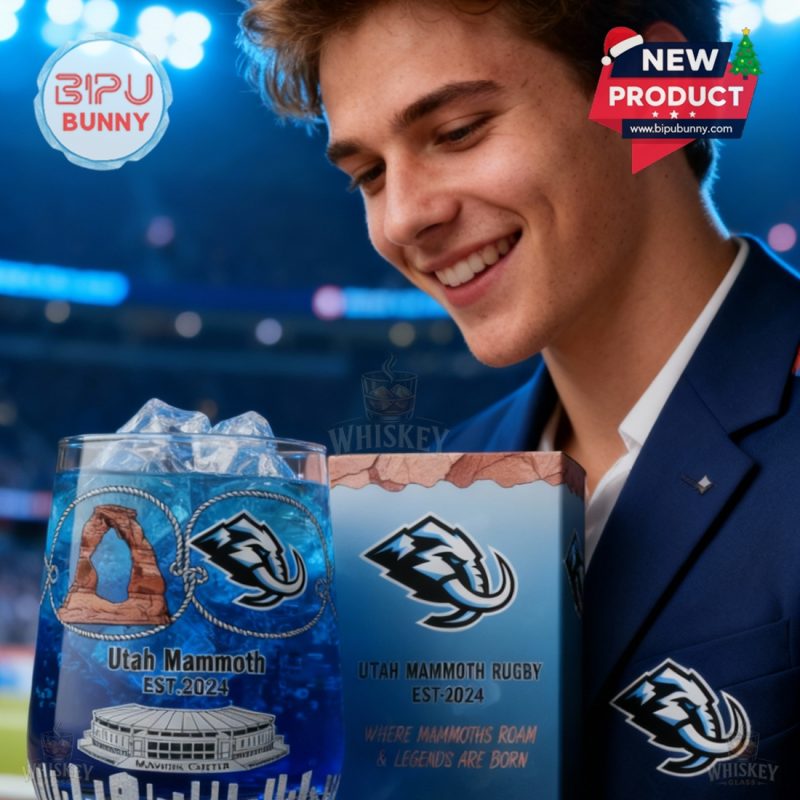 Utah Mammoth Rugby Whiskey Glass