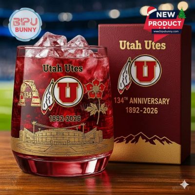 Utah Utes 134th Anniversary Whiskey Glass