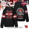 Black sports hoodie with Utah Utes branding on front and a bold skull-in-helmet graphic on back surrounded by spirited team fan slogan!