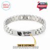 Utah Utes personalized silver bracelet with engraved logo and custom name feature.