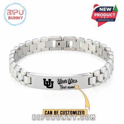 Utah Utes Personalized Silver Bracelet