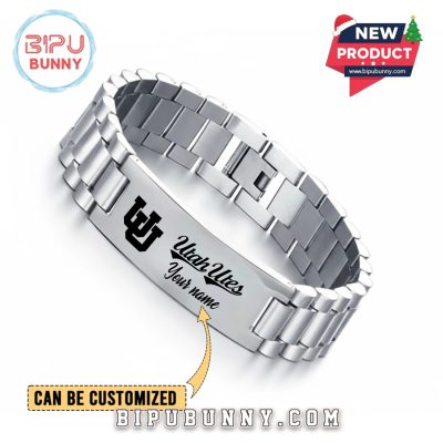 Utah Utes Personalized Silver Bracelet