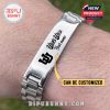 Utah Utes engraved silver bracelet worn on wrist with custom name engraving detail.
