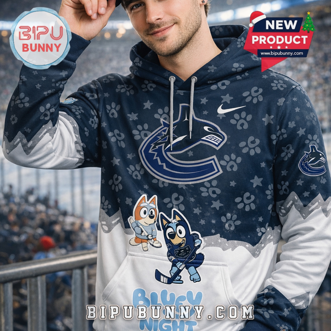 Vancouver Canucks NHL Bluey Night Limited Hoodie Vancouver Canucks NHL Bluey Night Limited Hoodie