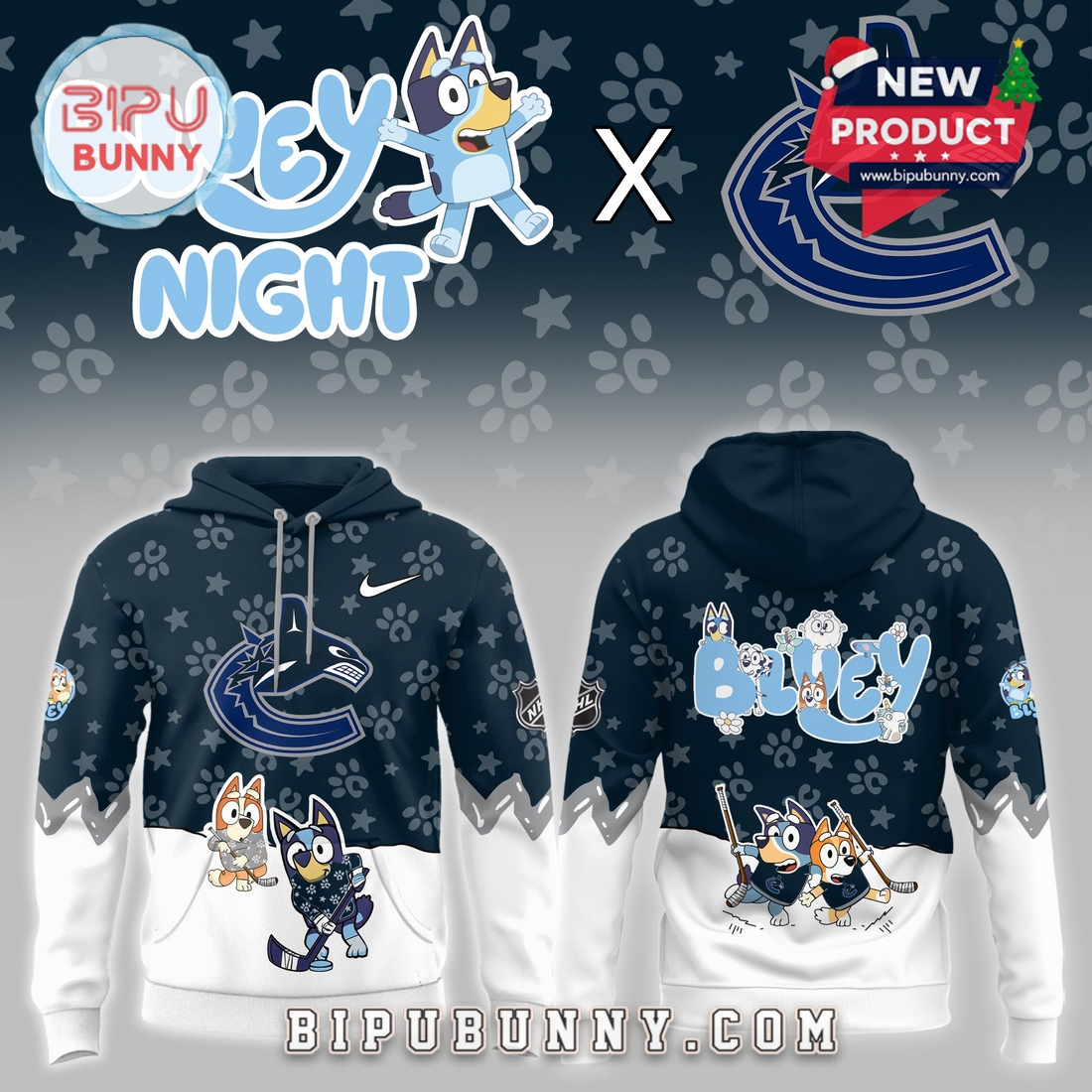 Vancouver Canucks NHL Bluey Night Limited Hoodie Vancouver Canucks NHL Bluey Night Limited Hoodie