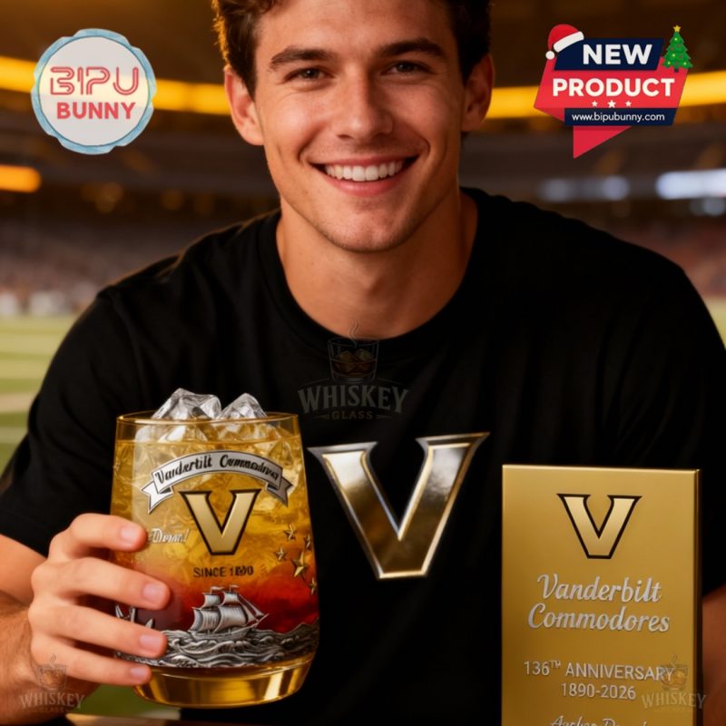 Vanderbilt Commodores 136th Anniversary Whiskey Glass