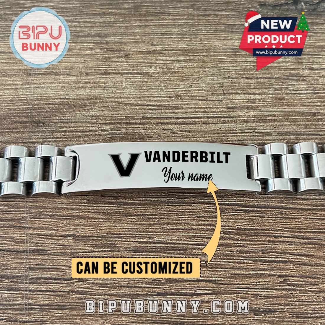Vanderbilt Commodores Personalized Silver Bracelet Vanderbilt Commodores Personalized Silver Bracelet