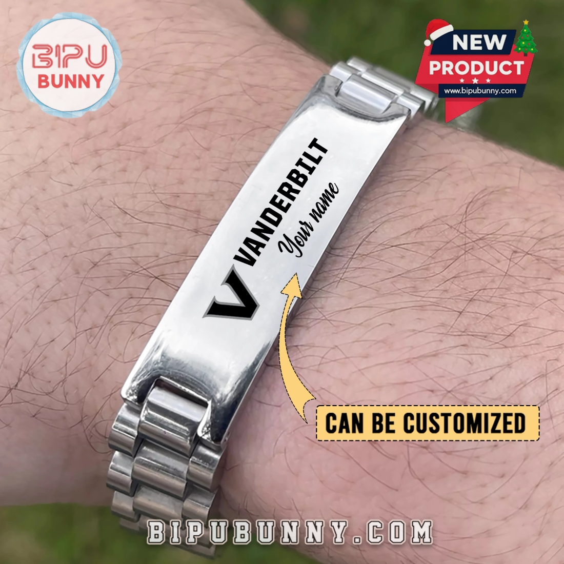 Vanderbilt Commodores Personalized Silver Bracelet Vanderbilt Commodores Personalized Silver Bracelet