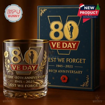 VE DAY 80th Anniversary Rocks Whiskey Glass