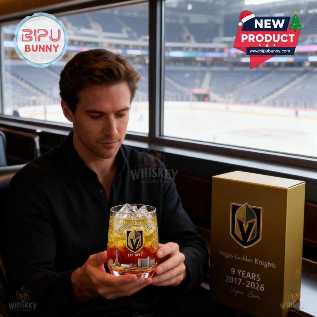 Vegas Golden Knights 9th Anniversary Whiskey Glass Vegas Golden Knights 9th Anniversary Whiskey Glass