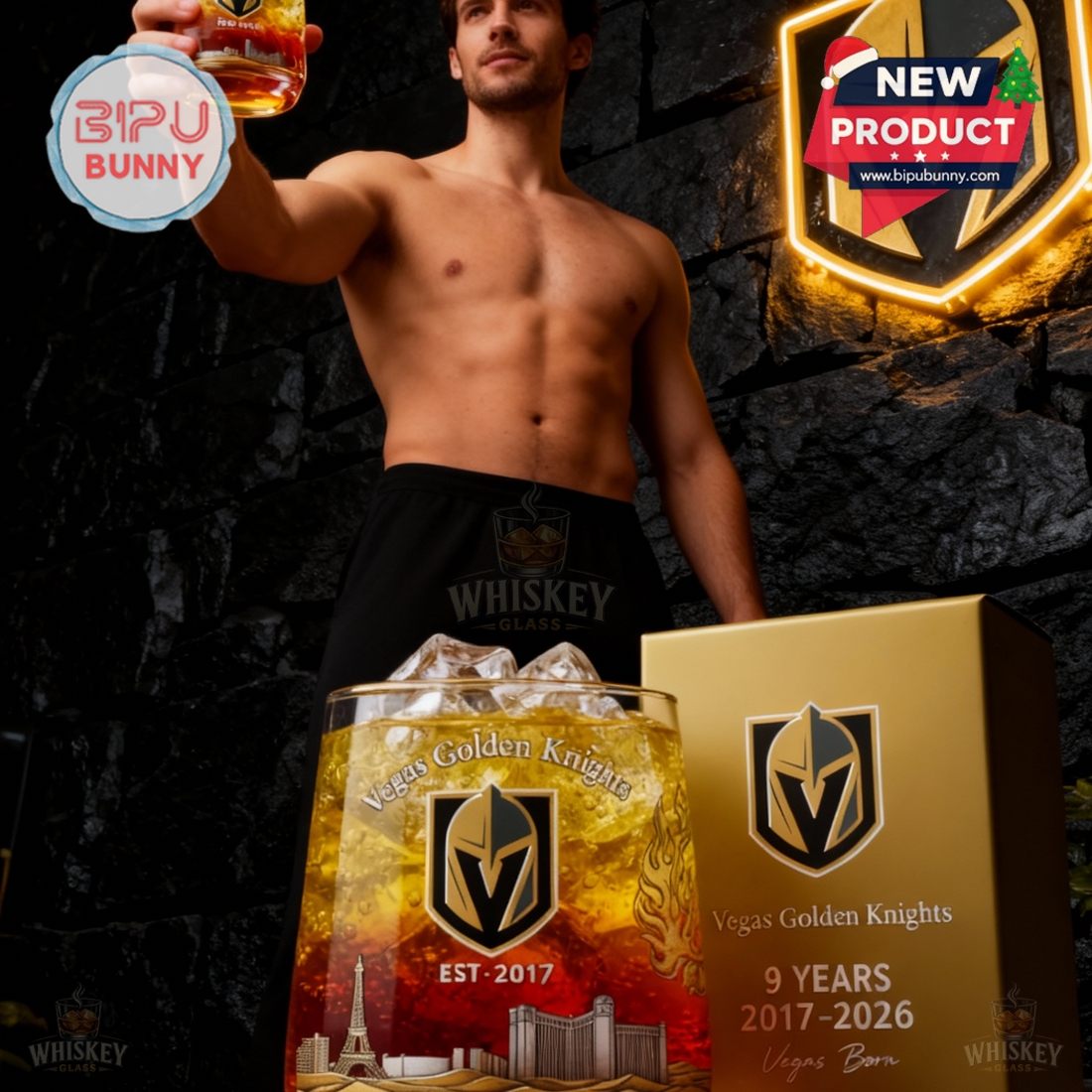 Vegas Golden Knights 9th Anniversary Whiskey Glass Vegas Golden Knights 9th Anniversary Whiskey Glass