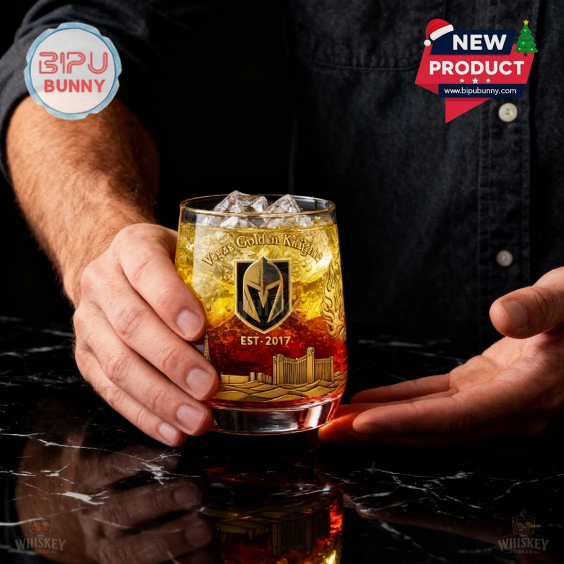 Vegas Golden Knights 9th Anniversary Whiskey Glass Vegas Golden Knights 9th Anniversary Whiskey Glass