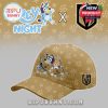 Vegas Golden Knights Bluey Night cap in gold with cartoon hockey characters and team logo!