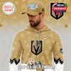 Close view of Bluey Night Las Vegas Golden Knights hoodie and matching cap with cartoon hockey dogs!