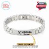 Virginia personalized silver bracelet with engraved logo and name customization option.