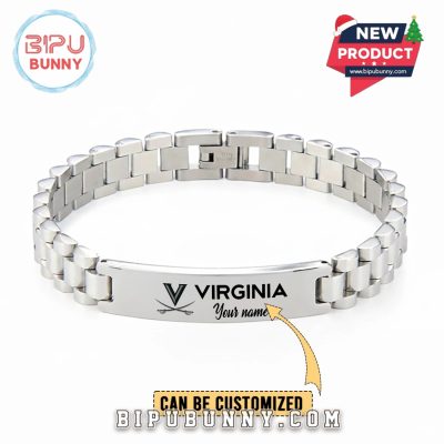 Virginia Cavaliers Personalized Silver Bracelet