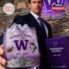 A proud presentation of a Washington Huskies commemorative whiskey glass held high in a bold team themed setting!