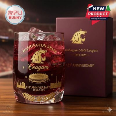 Washington State University Cougars 131st Anniversary Whiskey Glass