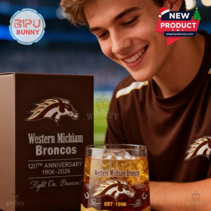 Western Michigan Broncos 120th Anniv ersary Whiskey Glass Western Michigan Broncos 120th Anniv ersary Whiskey Glass