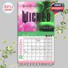 A bold February design from the Wicked calendar featuring character portraits and a soaring message of empowerment!