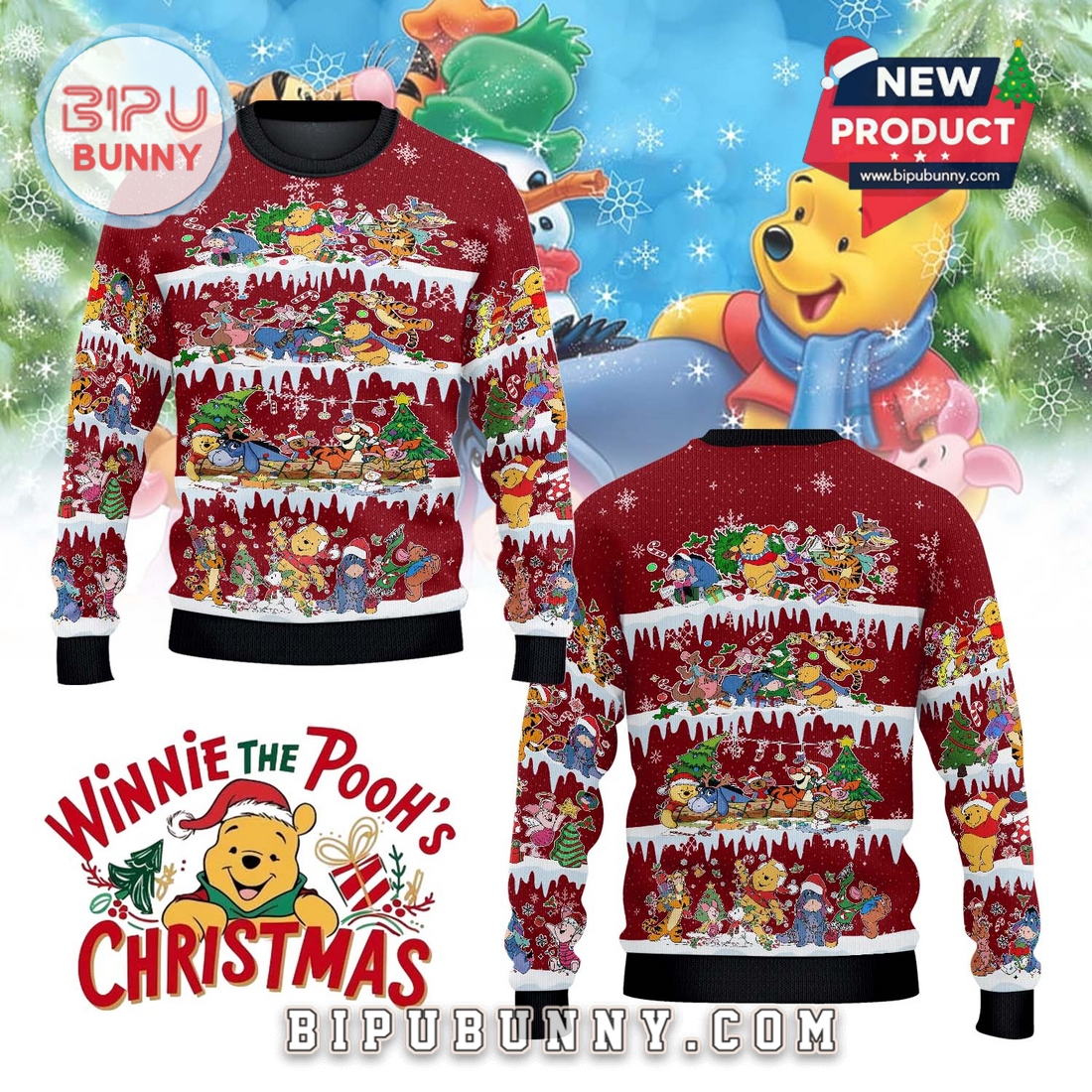 Winnie the Pooh Merry Christmas 2025 Ugly Sweater Winnie the Pooh Merry Christmas 2025 Ugly Sweater