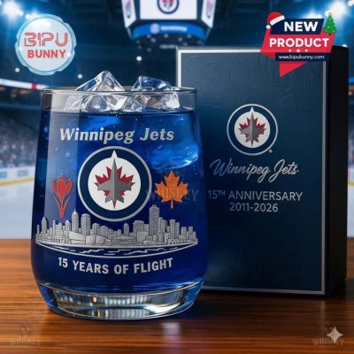 Winnipeg Jets 15th Anniversary Whiskey Glass