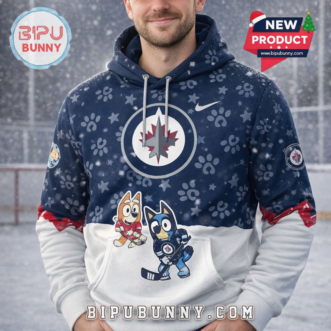 Winnipeg Jets NHL Bluey Night Limited Hoodie Winnipeg Jets NHL Bluey Night Limited Hoodie