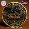 Fantasy collector coin with dragon design World of Warcraft title and dark stone background!