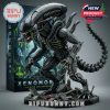 Brick xenomorph collector model with dark gray body extended tail mechanical details and themed display base!