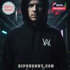 Close-up of a man in a black hoodie with Alan Walker's signature 