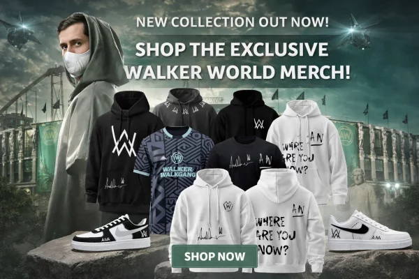 Alan Walker Walkerworld Tour We Love Hoodie And Pants banner featuring black hoodie and pants set