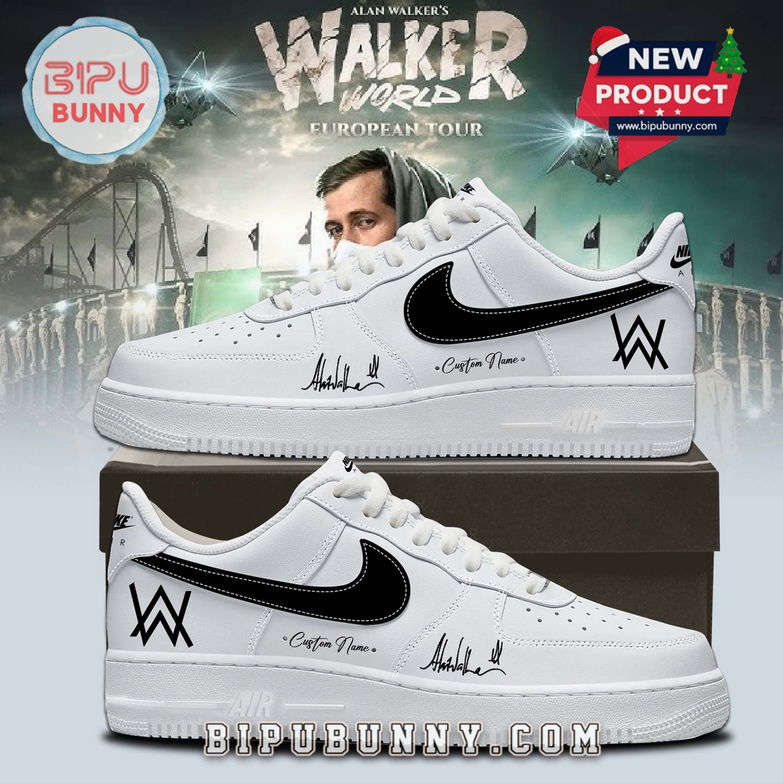 Alan Walker Walkerworld Tour White Air Force 1 Sneakers Alan Walker Walkerworld Tour White Air Force 1 Sneakers