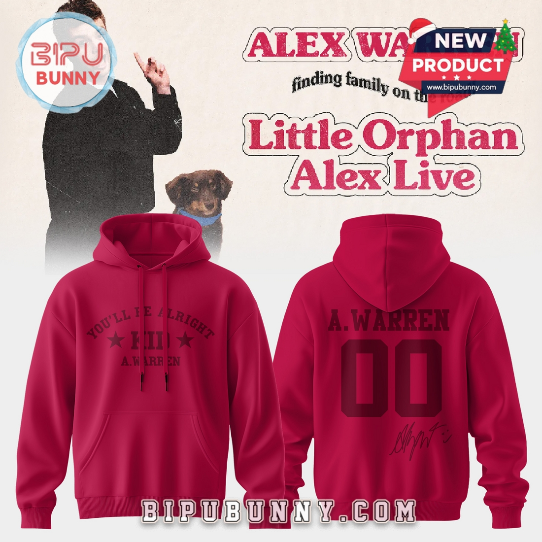 Alex Warren’s Little Orphan Alex Tour Red Hoodie And Cap Alex Warren’s Little Orphan Alex Tour Red Hoodie And Cap