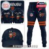Chicago Bears sportswear set with LABUBU mascot on hoodie, hat, and pants, using official team colors and NFL branding.