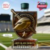 Army Black Knights shield whiskey bottle displayed on stadium field!