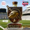 Army Black Knights shield whiskey bottle with wooden cap and stadium background!