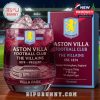 A detailed Aston Villa whiskey glass stands next to a matching maroon gift box that features the team crest, stadium, and historic information!