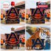 Collage showing different Auburn Tigers Whiskey Bottle styles, each featuring the bold Auburn logo and distinct bottle caps.