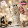 A Bob Dylan tumbler with handle shown in use with vintage music items creating a warm and expressive scene!