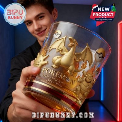 Charizard Pokemon 30th Anniversary Whiskey Glass